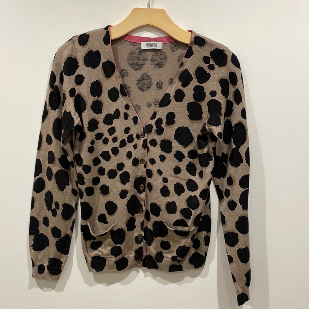 Moschino Cheapandchic Leopard Print Silk & Cashmere Sweater—Gorgeous! EUC—10